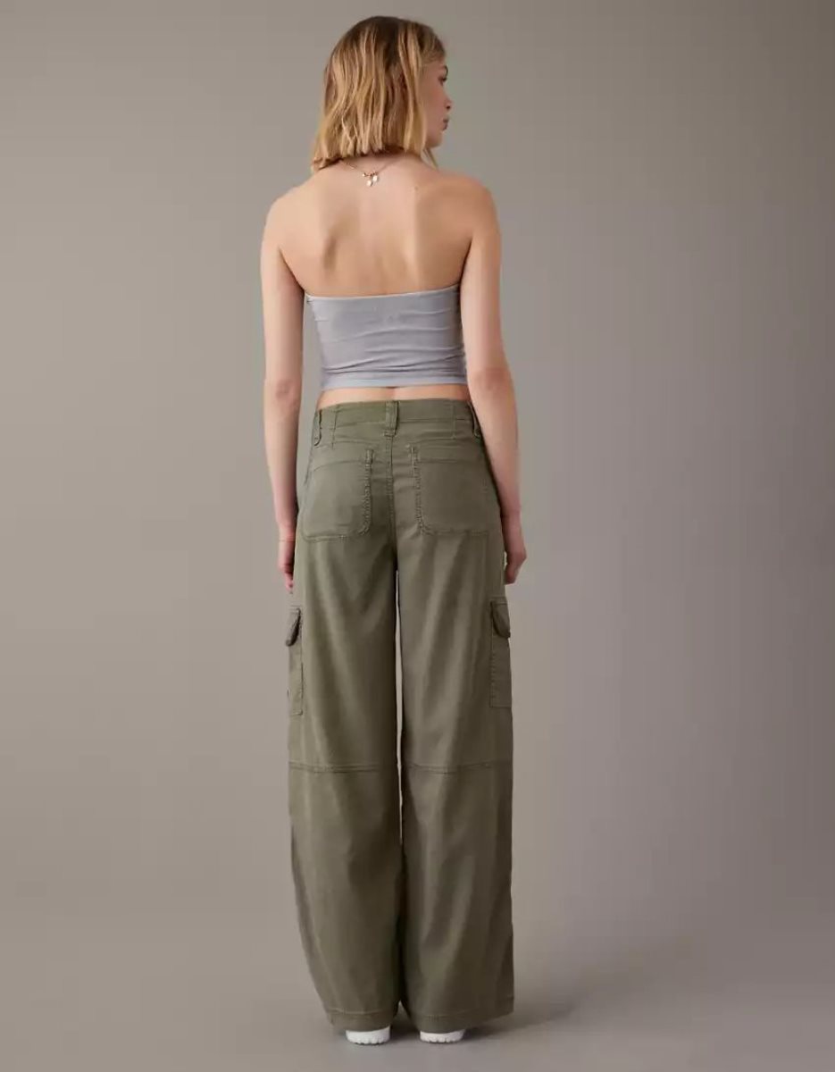 Jean American Eagle AE Dreamy Drape Stretch Super High-Waisted Cargo Baggy Larges-Leg Pant Vert Olive Femme | RRM-13457456